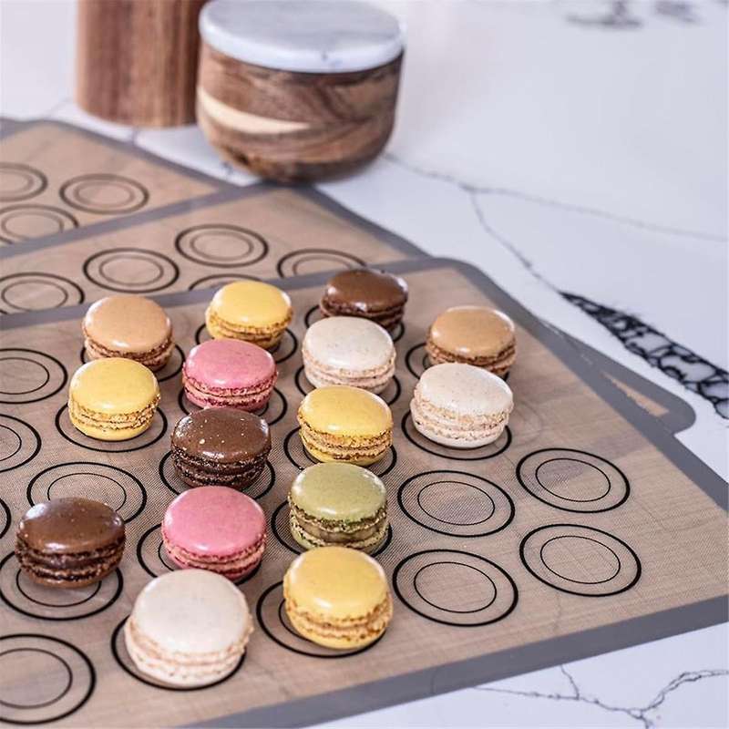 Macaron Baking Mats 4 Pack for Perfect Macarons & Cook - Silicone Macaron Baking Sheets with Size Gu