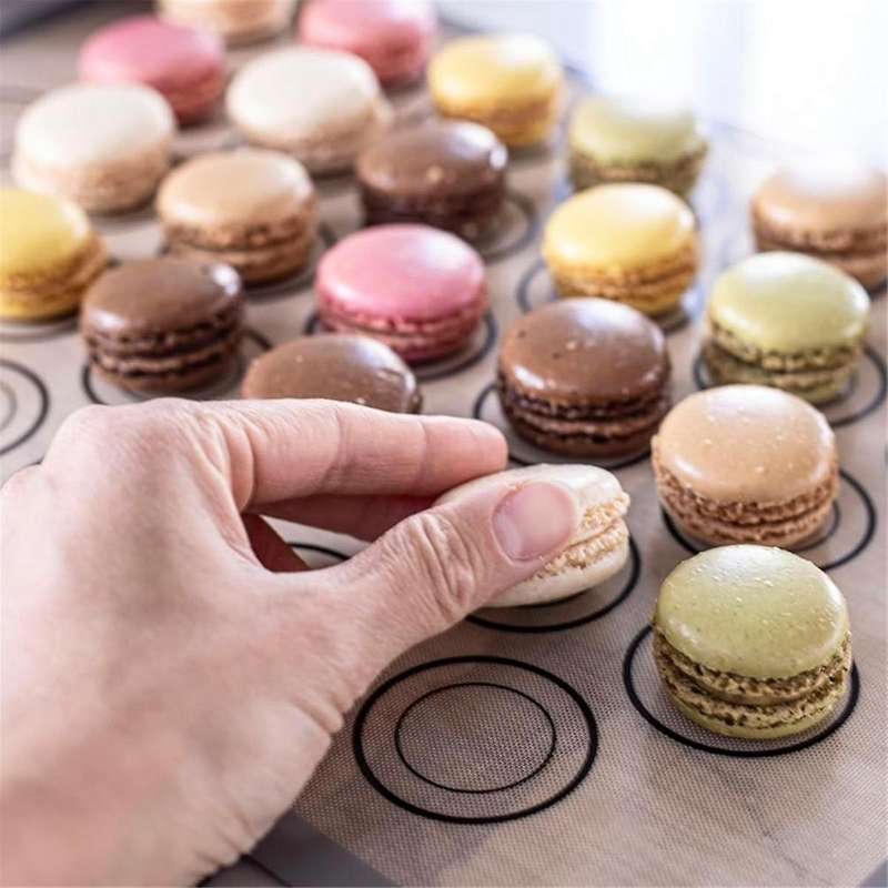 Macaron Baking Mats 4 Pack for Perfect Macarons & Cook - Silicone Macaron Baking Sheets with Size Gu