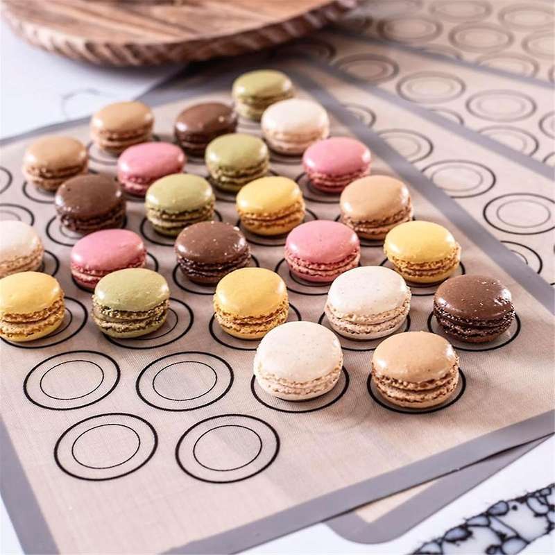 Macaron Baking Mats 4 Pack for Perfect Macarons & Cook - Silicone Macaron Baking Sheets with Size Gu