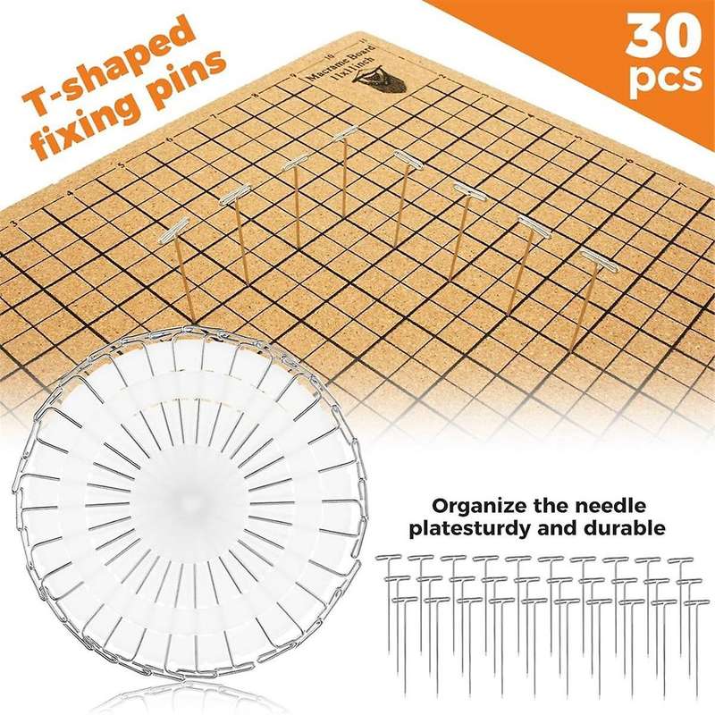 Macrame Board and Metal Adjustable Holder, 12x16In Double Side Macrame Project Board with Pins,for