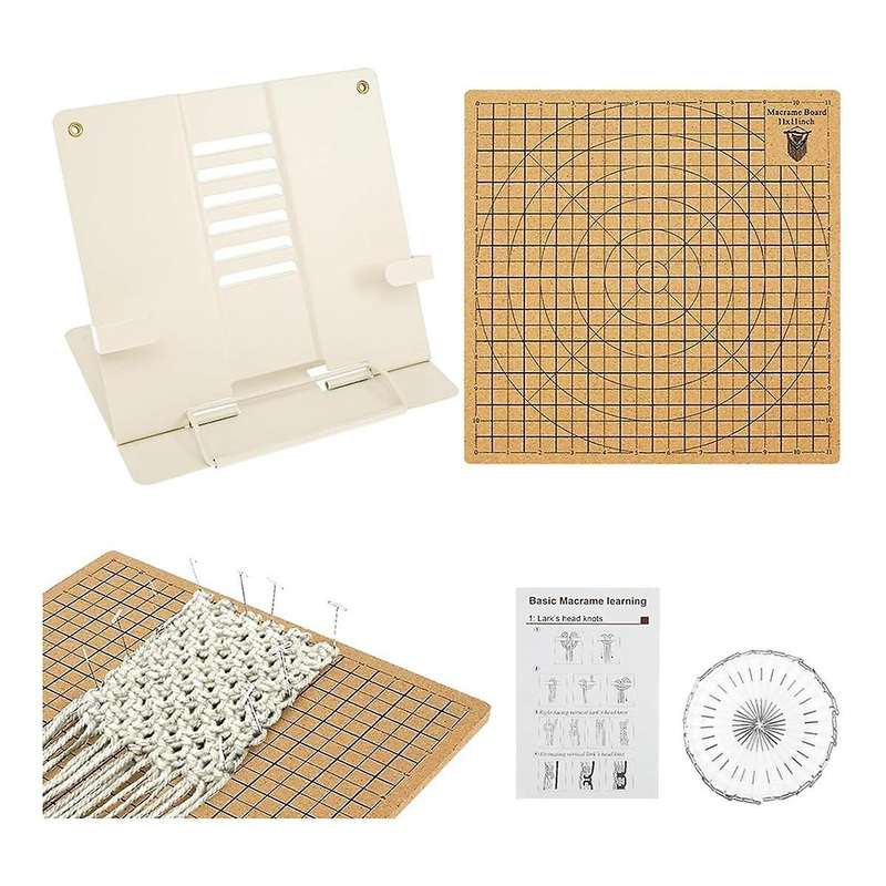 Macrame Board and Metal Adjustable Holder, 12x16In Double Side Macrame Project Board with Pins,for