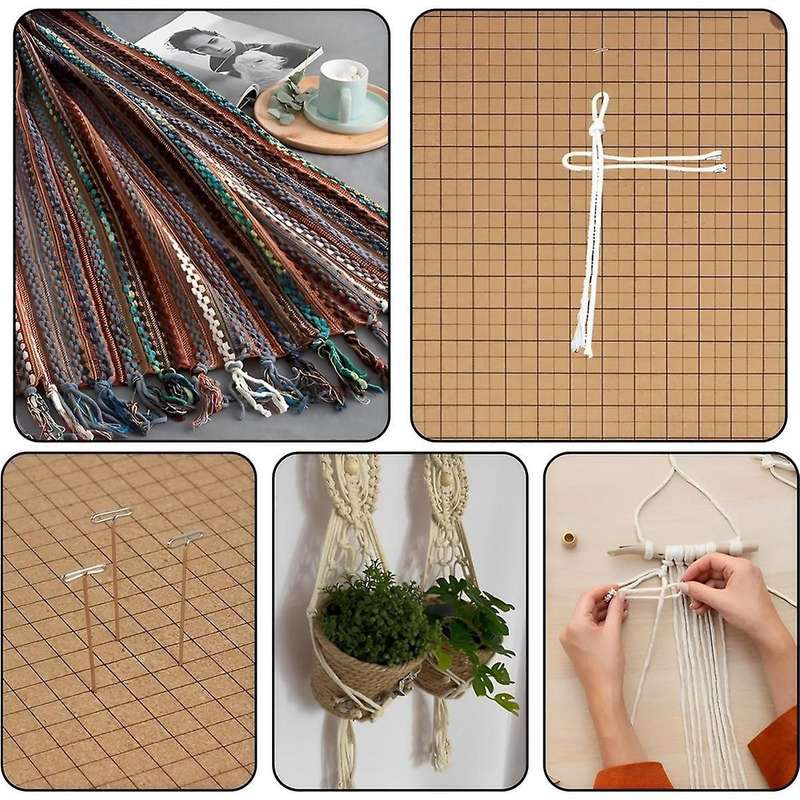 Macrame Board and Pins,15x15 Inch Macrame Project Board, Double-Sided Grids Handmade Braiding Board