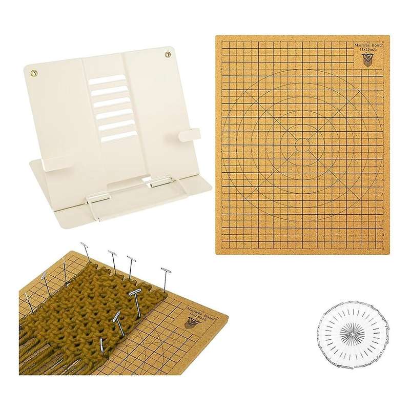 Macrame Board and Metal Adjustable Holder, 12x16in Double Side Macrame Project Board with Pins,for