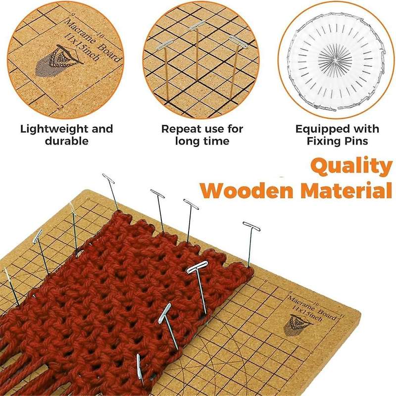Macrame Board and Metal Adjustable Holder, 12x16in Double Side Macrame Project Board with Pins,for