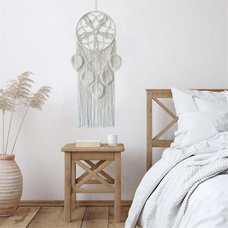 Macrame Catchers for Bedroom Adult Catcher Wall Decor Large Boho Wall Hanging with Woven Leaves Hom