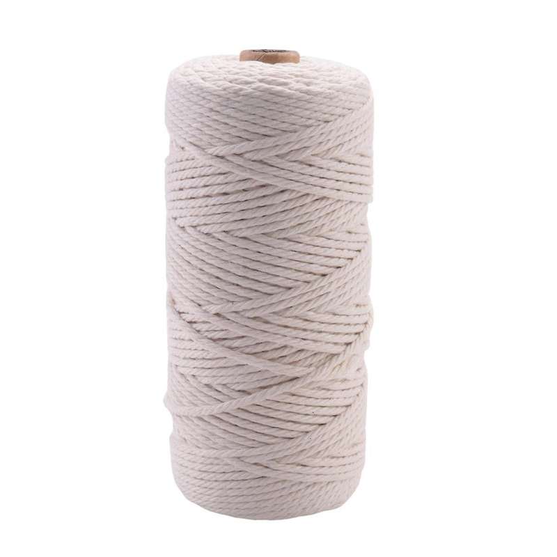 Macrame Cord Natural Cotton Rope 3mm with Wood Ring Wood Stick for Diy Teether Macrame Kit Wall Han