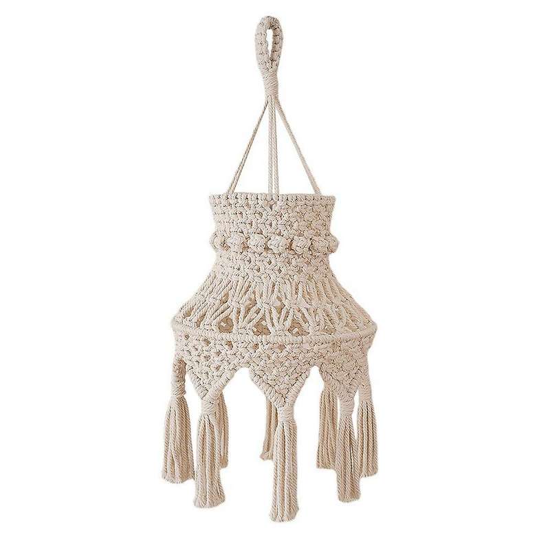 Macrame Lamp Shade Boho Hanging Pendant Light Cover, Chandelier Shade for Bedroom Living Room Nurse