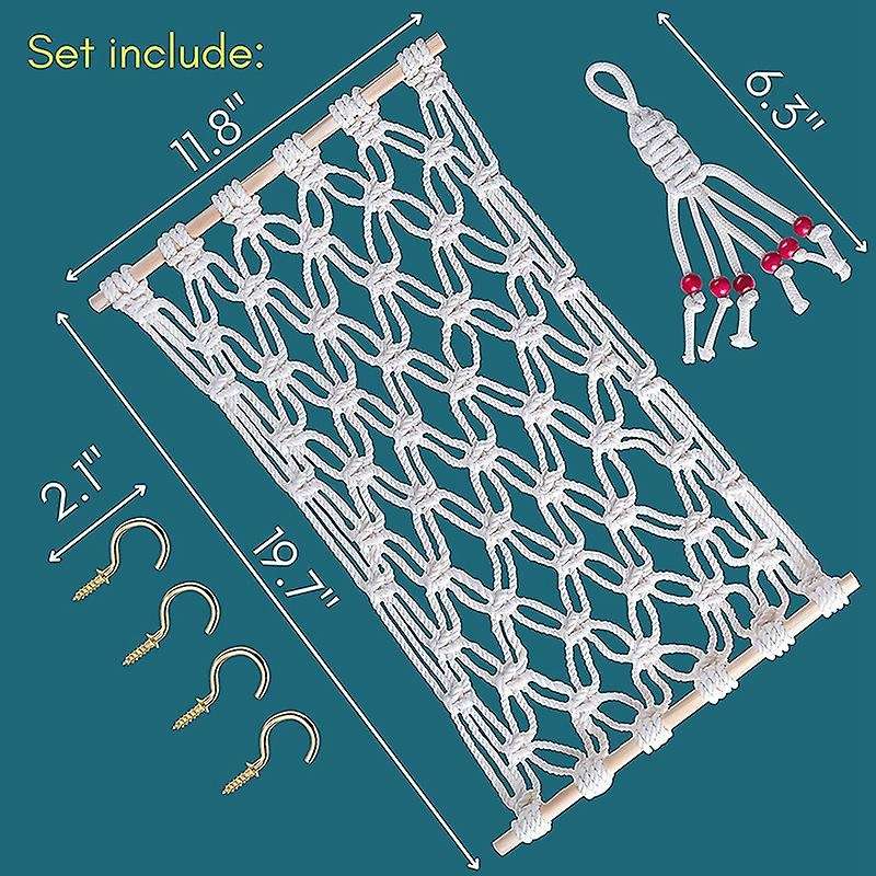 Macrame Fruit Hammock for Kitchen Under Cabinet,Veggie Hammock Fruit Holder Net and Hook for Hanging