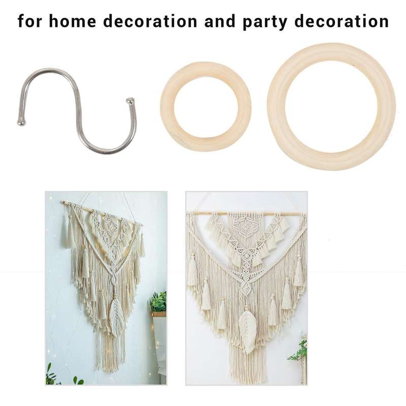 Macrame Rope Kit with Natural Cotton Macrame Cord,Metal Floral Hoops,Wooden Beads,Macrame Wall Hangi