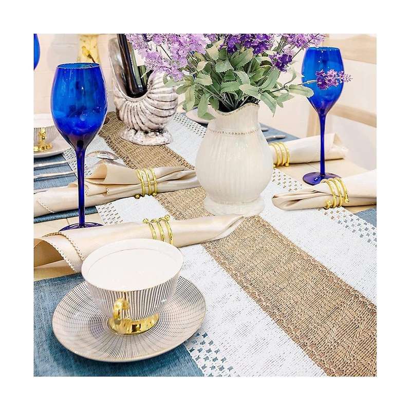 Macrame Table Runner 71inch Long Decor Boho Table Runner Cream & Brown Farmhouse Table Runner With