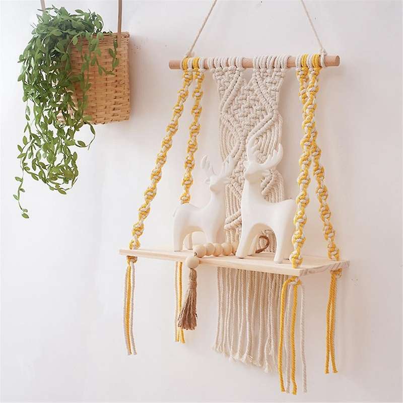 Macrame Wall Hanging Shelf Boho for Bedroom - Woven Rope Macrame Wall Art As Boho Bathroom Shelf De