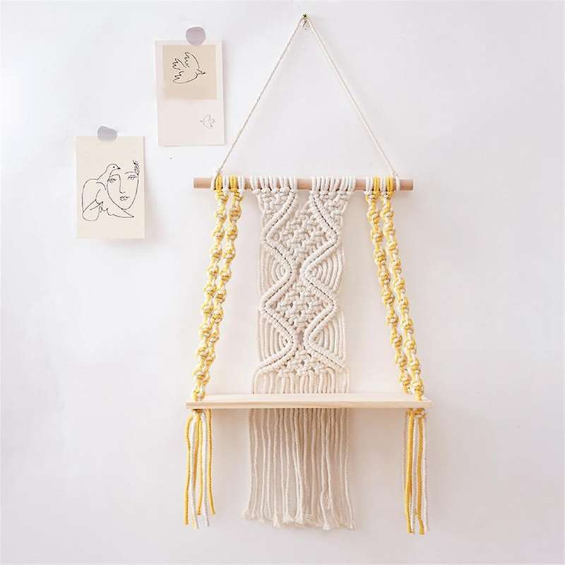 Macrame Wall Hanging Shelf Boho for Bedroom - Woven Rope Macrame Wall Art As Boho Bathroom Shelf De