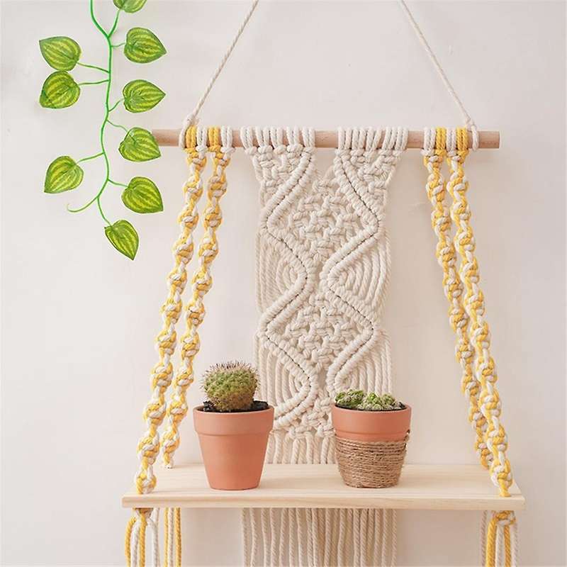 Macrame Wall Hanging Shelf Boho for Bedroom - Woven Rope Macrame Wall Art As Boho Bathroom Shelf De