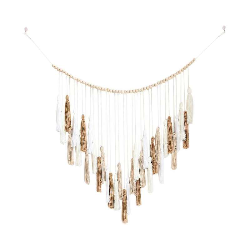 Macrame Wall Hanging Decor 39x43in Boho Woven Tapestry White Beige Khaki Macromay Wall Decor With