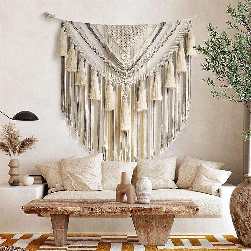 Macrame Wall Hanging, Macrame Tapestry Wall Art, Boho Woven Yarn Tapestry, Above Bed Wall Decor for
