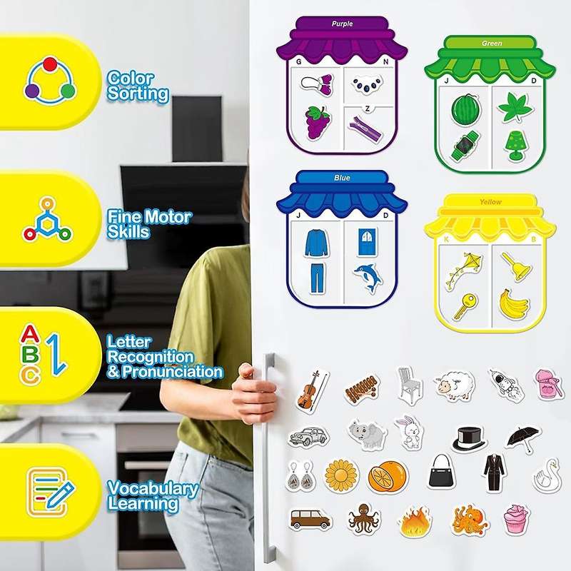 Magnetic Color Sorting Toy Alphabet Game Learning Letter Recognition Color Shape Matching Children'S