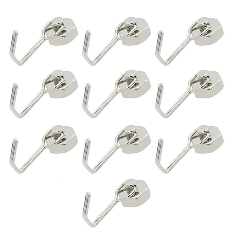 Magnetic Hooks Heavy Duty Strong Neodymium Magnet Hooks for Fridge Kitchen BBQ Grill Key 10Pc Silve