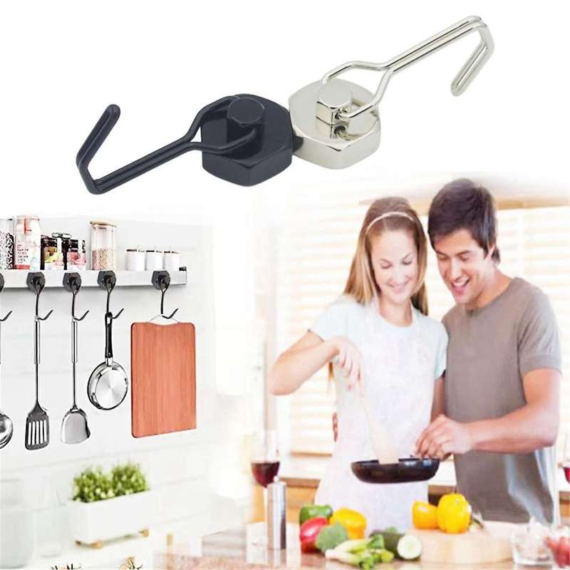 Magnetic Hooks Heavy Duty Strong Neodymium Magnet Hooks for Fridge Kitchen BBQ Grill Key 10Pc Silve