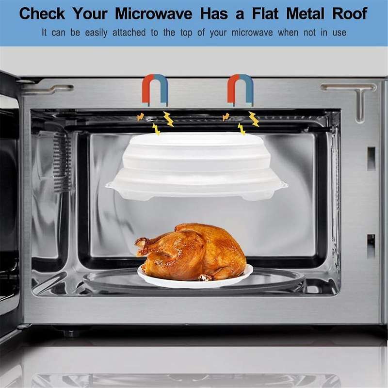 Magnetic Microwave Cover for Food, Collapsible Microwave Splatter Guard Cover Clear Microwave Food C