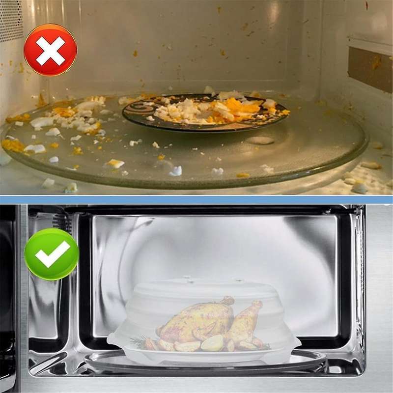 Magnetic Microwave Cover for Food, Collapsible Microwave Splatter Guard Cover Clear Microwave Food C