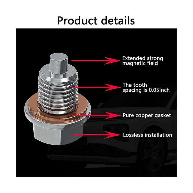 Magnetic Oil Drain Plug M14x1.5 - Neodymium Magnet Stainless Steel Bolt - with 5coopers Washer - He