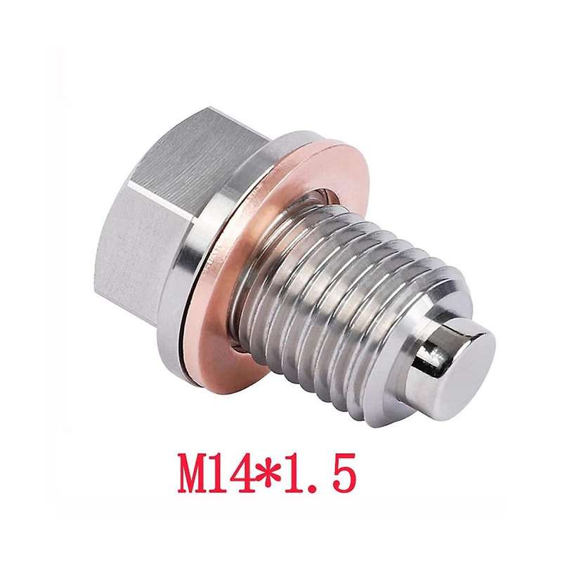 Magnetic Oil Drain Plug M14x1.5 - Neodymium Magnet Stainless Steel Bolt - with 5coopers Washer - He