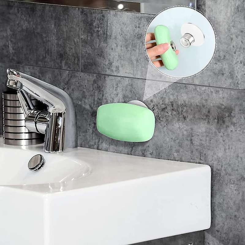 Magnetic Soap Dish, 2Pcs Magnetic Soap Dish No Drilling, No Nails and No Glue, Vacuum Adsorption, Su
