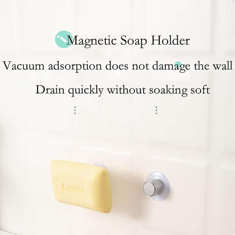 Magnetic Soap Dish, 2Pcs Magnetic Soap Dish No Drilling, No Nails and No Glue, Vacuum Adsorption, Su