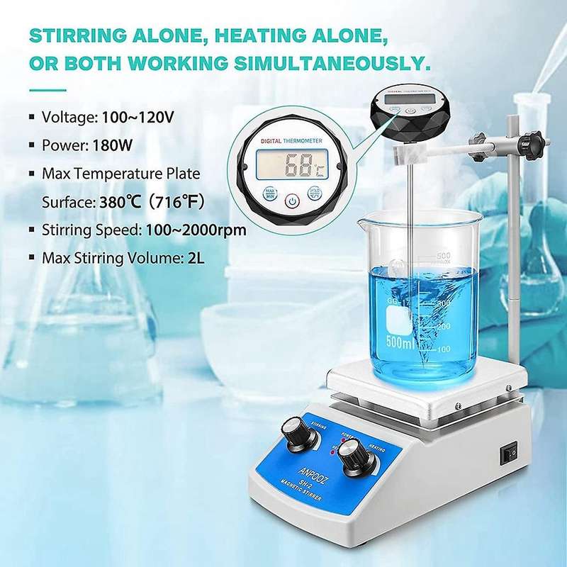 Magnetic Stirrer Hot Plate with Thermometer,2000ml Mixing Capacity Magnetic Hotplate Stirrer with St