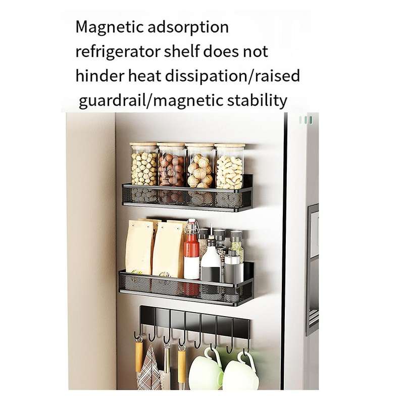 Magnetic Spice Rack for Refrigerator, Magnetic Refrigerator Organizer, Strong Magnetic Fridge Shelf,