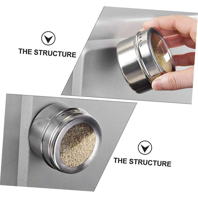 Magnetic Spice Tins 8pcs,stainless-steel Magnetic Spice Container Magnetic Spice Jars Easy to Clean