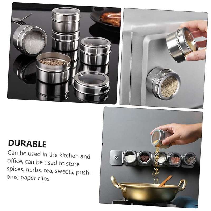 Magnetic Spice Tins 8pcs,stainless-steel Magnetic Spice Container Magnetic Spice Jars Easy to Clean