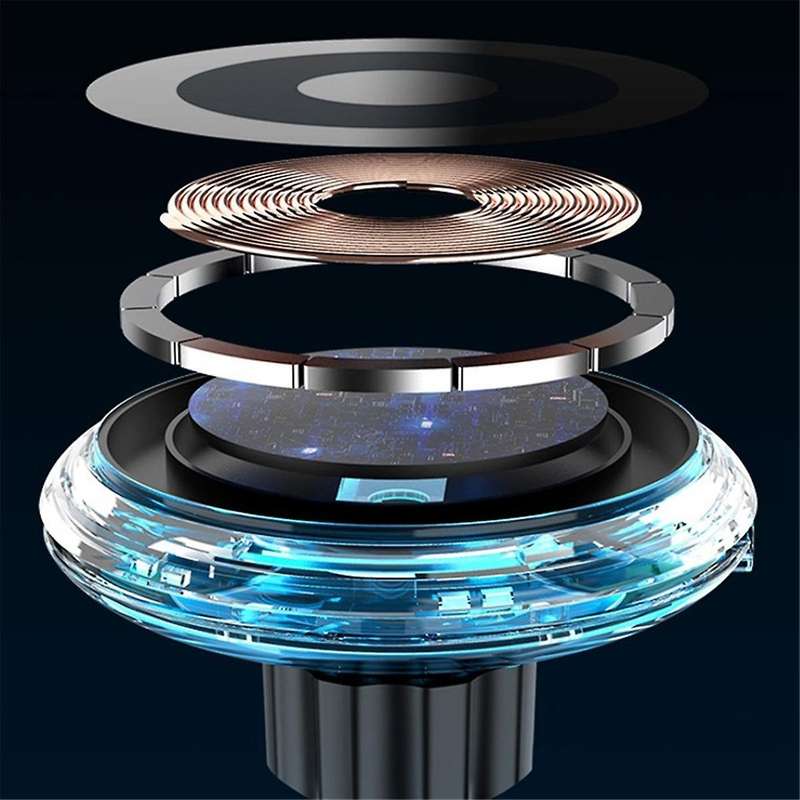 Magnetic Wireless Mount Charger, Magnetic Phone Holder Fast Charging Wireless Car Charger with RGB L