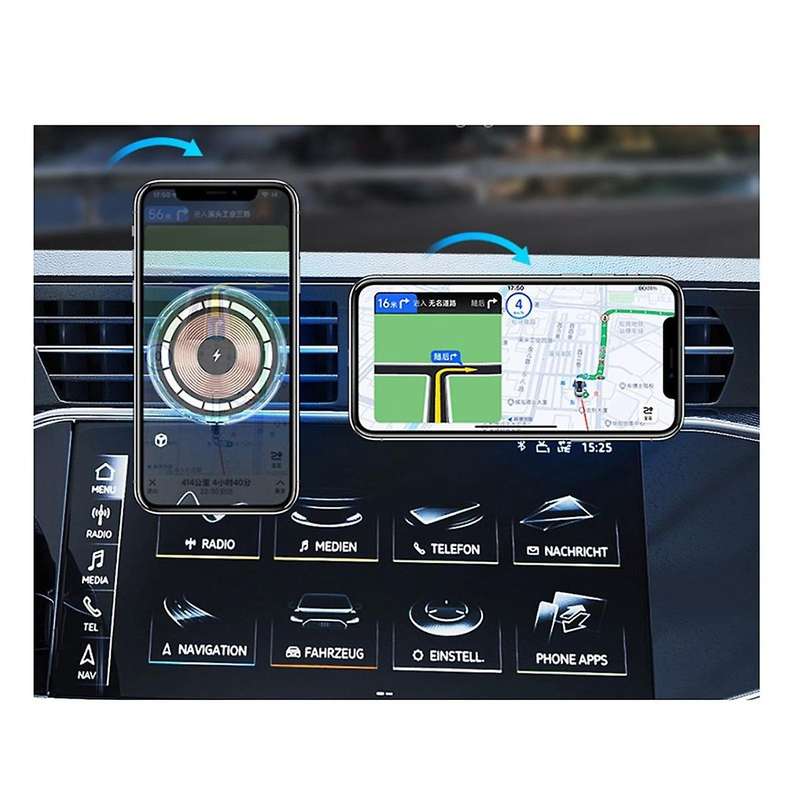 Magnetic Wireless Mount Charger, Magnetic Phone Holder Fast Charging Wireless Car Charger with RGB L