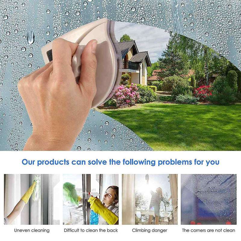 Magnetic Window Cleaner, Double-Sided Magnetic Glass Cleaning Brush Window Cleaner Wiper for 15-24mm