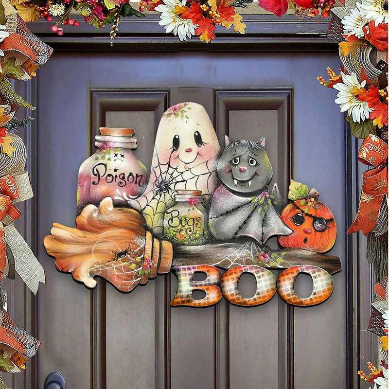 Halloween Boo Wooden Letter Desktop Ornament Home Pumpkin Decor A