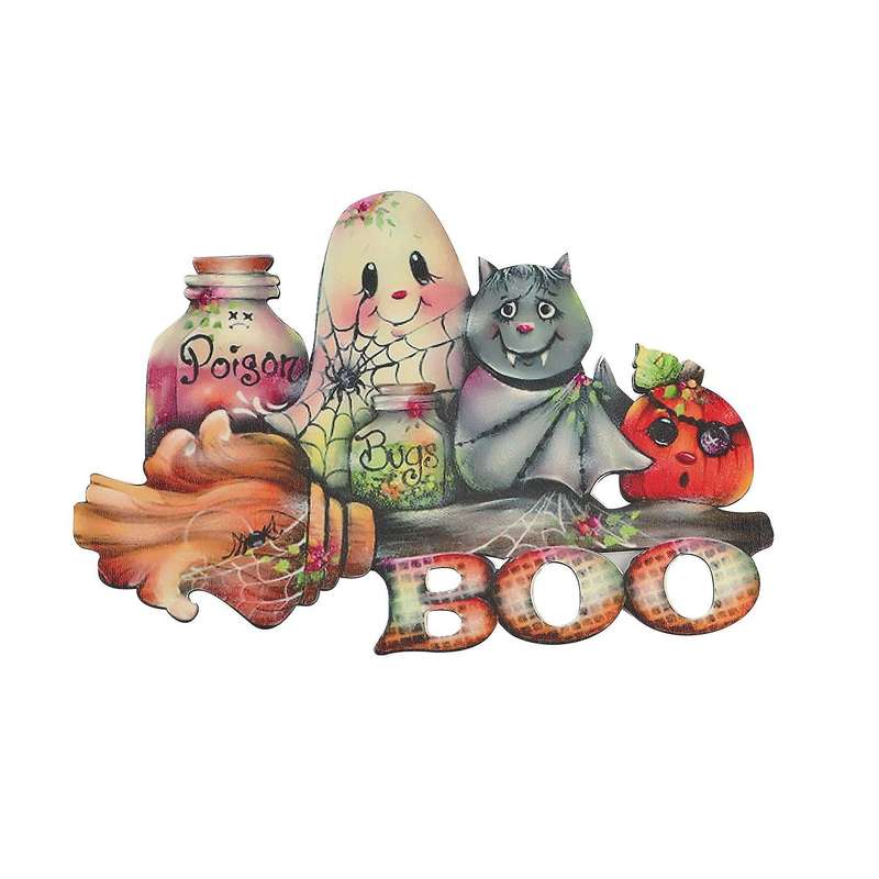 Halloween Boo Wooden Letter Desktop Ornament Home Pumpkin Decor A