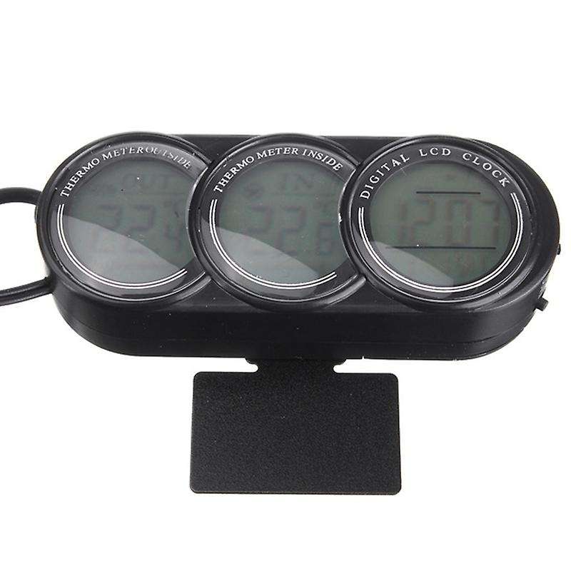 12v-24v Auto Car Lcd Digital Inside Outside Clock Thermometer Gauge