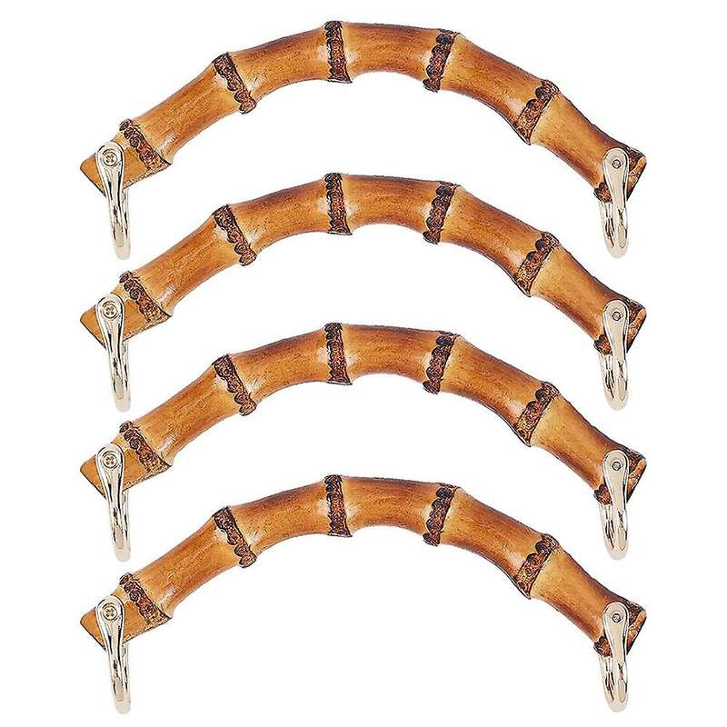 4pcs 185mm Bamboo Bag Handles Buckles Bags Strap Wooden