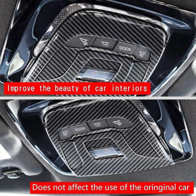 Car Carbon Fiber Interior Front Reading Light Lamp Cover Trim