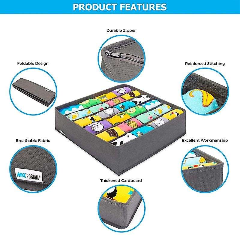 Clothes Drawer Divider -foldable with 24 Cells for Underwear Storage