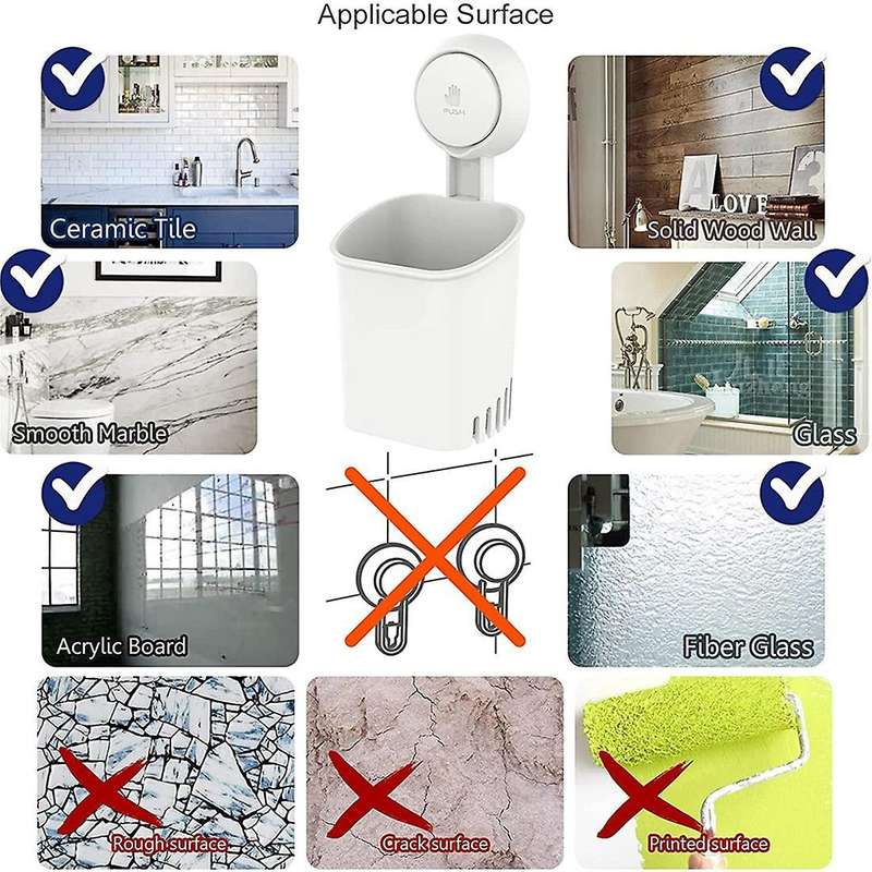 Toothbrush Holder Suction Cup 2 Packs Shower for Drill-free Electric