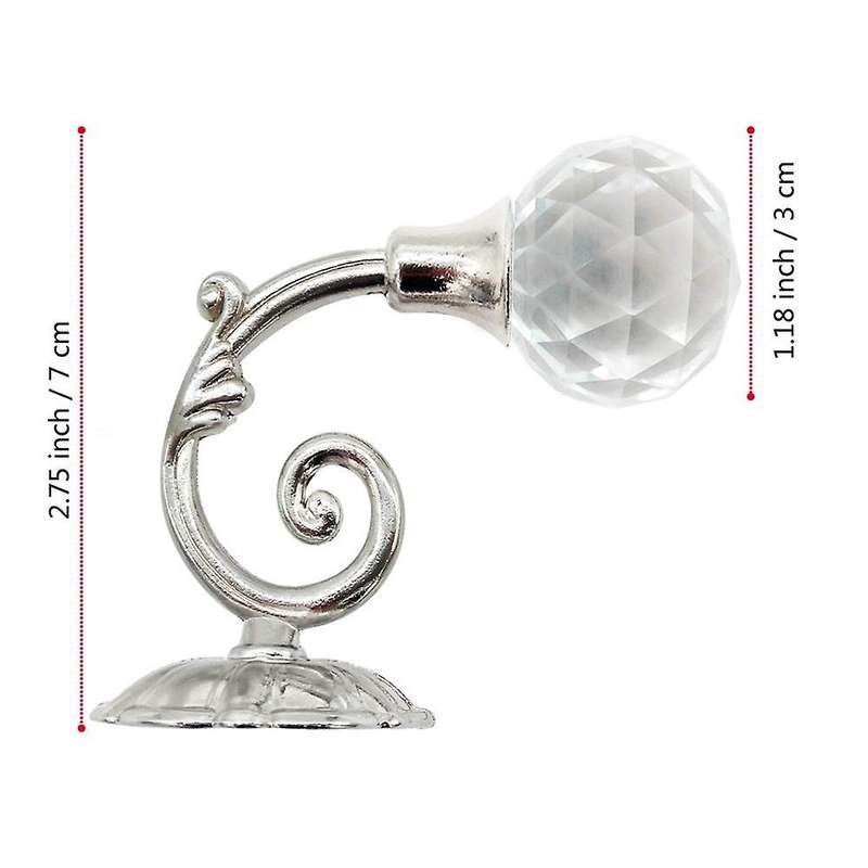 4 Pcs Clear Crystal Wall Mounted Tassel Curtain Tieback Hook (silver)