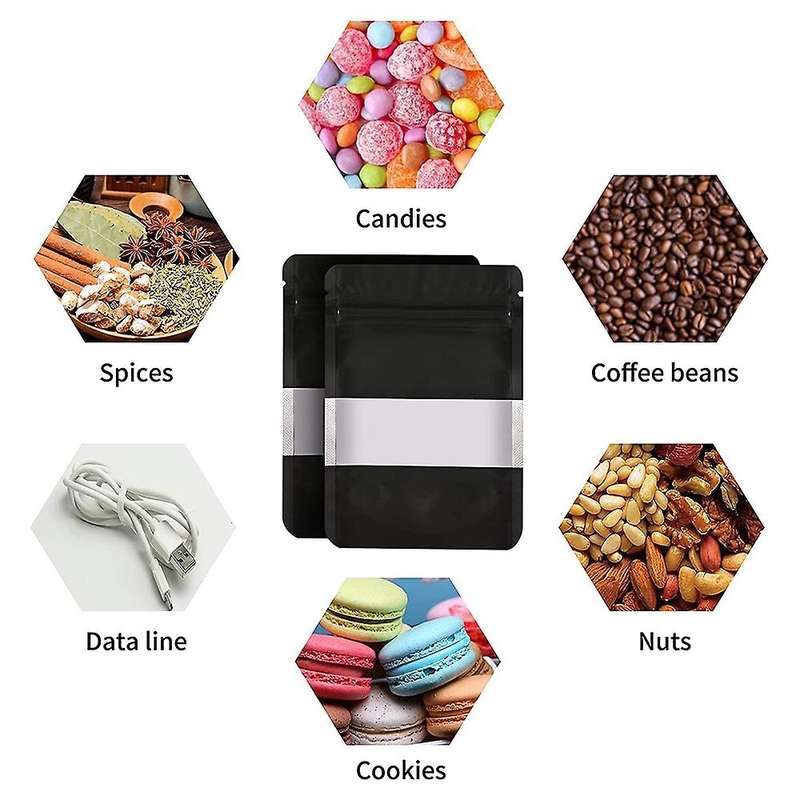 100pcs Smell Proof Mylar Bags, Resealable Food Storage Bags