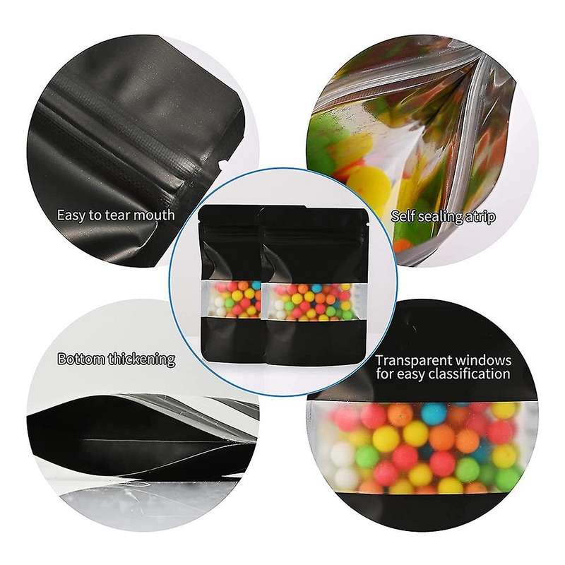 100pcs Smell Proof Mylar Bags, Resealable Food Storage Bags