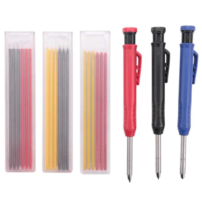 3pcs Carpenter Pencil,with 18 Refills for Carpentry Architect Drawing
