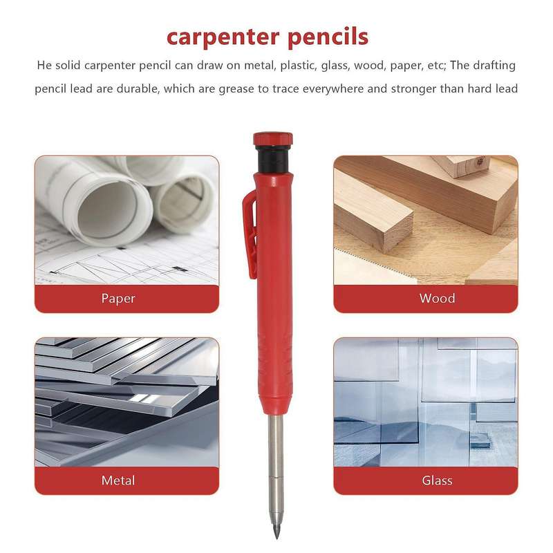 3pcs Carpenter Pencil,with 18 Refills for Carpentry Architect Drawing