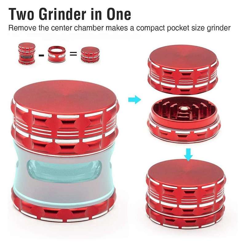 4 Part Metal Herb Grinder Large Spice Grinder Red