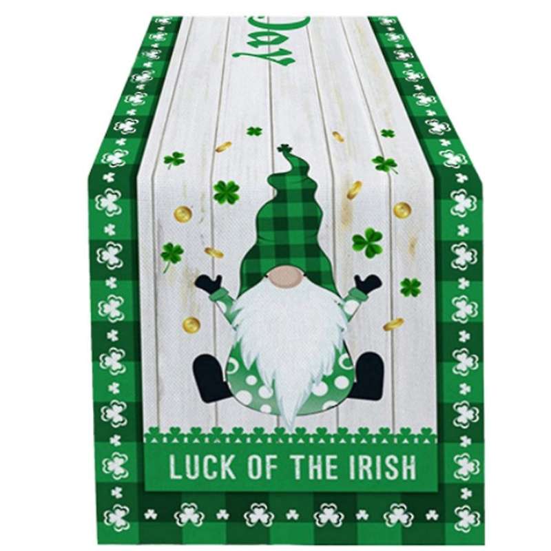 Green Clover Table Runner for Saint Patricks Day Parties Decor Small
