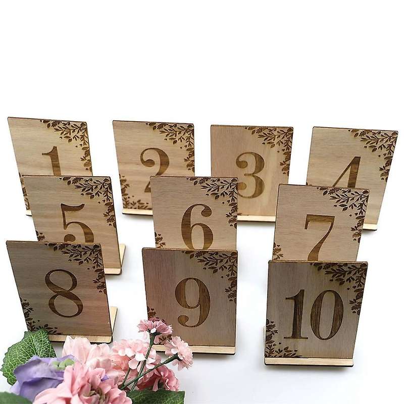 10pcs 1-10 Numbers Wood Signs Wedding Table Number Wooden Numbers